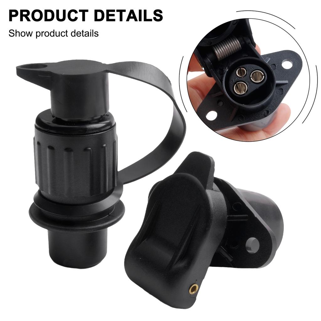 12V 3Pin Trailer Socket Connectors Round 3 Pole Plug-in Trailer Tractor for Caravans Trucks Motorhomes Boats Trailers.