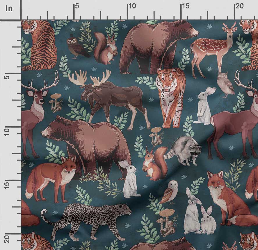 Soimoi Animals Print, Bavlna Cambric, Prošívací tkanina prodávaná The Yard 42 palců široká, bavlněná tkanina střední gramáže, Šicí potřeby,