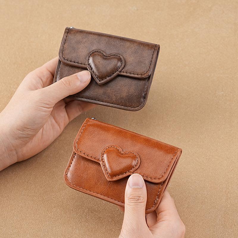 Trendy High-Value Women's Card Holder: Multi-Card Slot Heart Coin Purse, Portable and Stylish