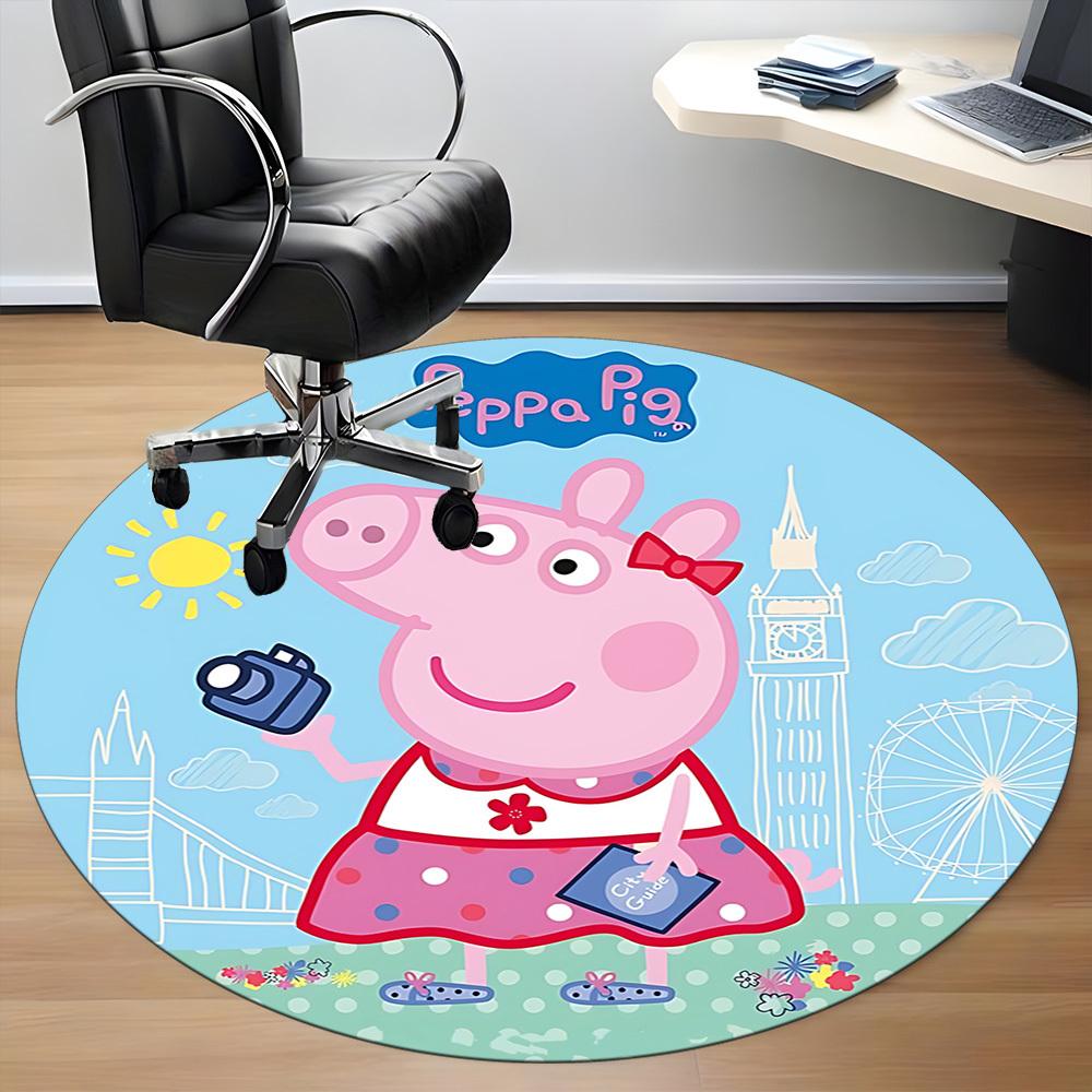 1 Stück Peppa Wutz Stuhlteppich für das Büro, Rutschfest, Weicher und Langlebiger Büroteppich für die Innendekoration