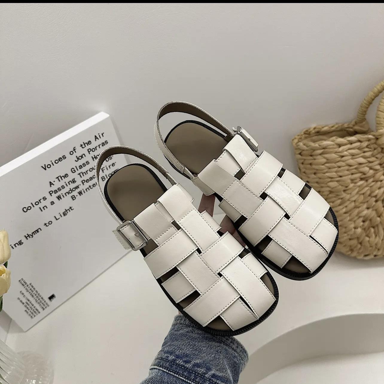 

Женские плетеные сандалии для улицы, летние повседневные тапочки в стиле ретро, минималистская модная пляжная обувь, дизайнерские сандалии, Sandalias De Mujer 35 бежевый