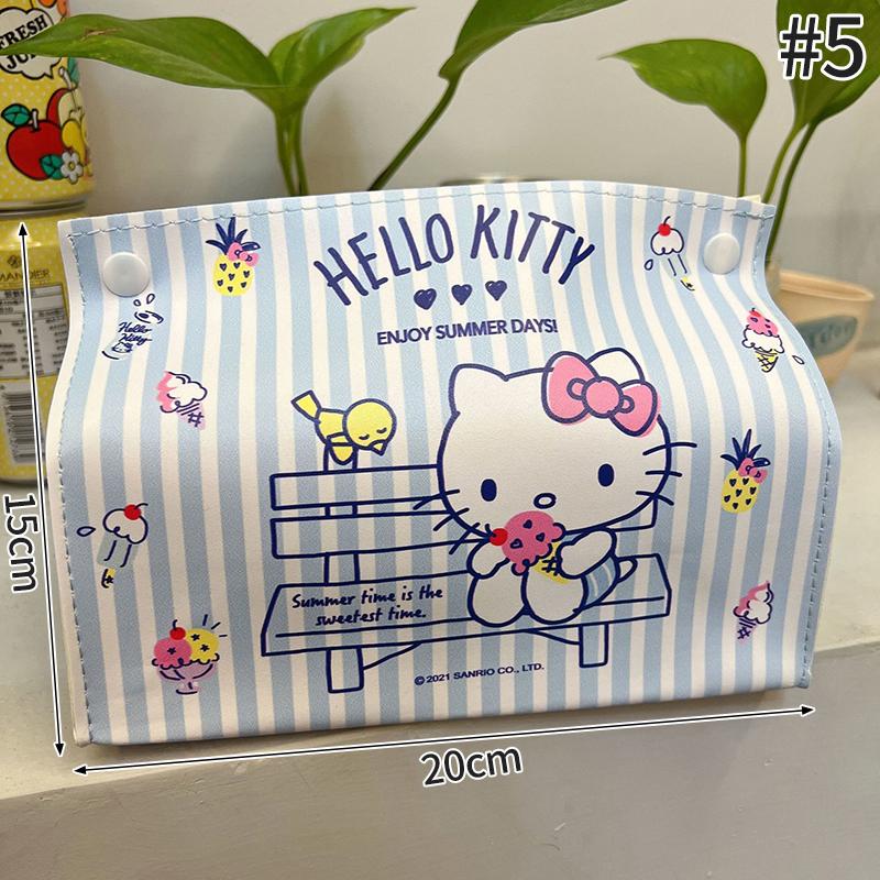 Hello Kitty Tissue Box Cartoon Storage Box Desktop Organizer Kitty Cat Paper Storage Box for Home Bathroom Toilet Paper Holder