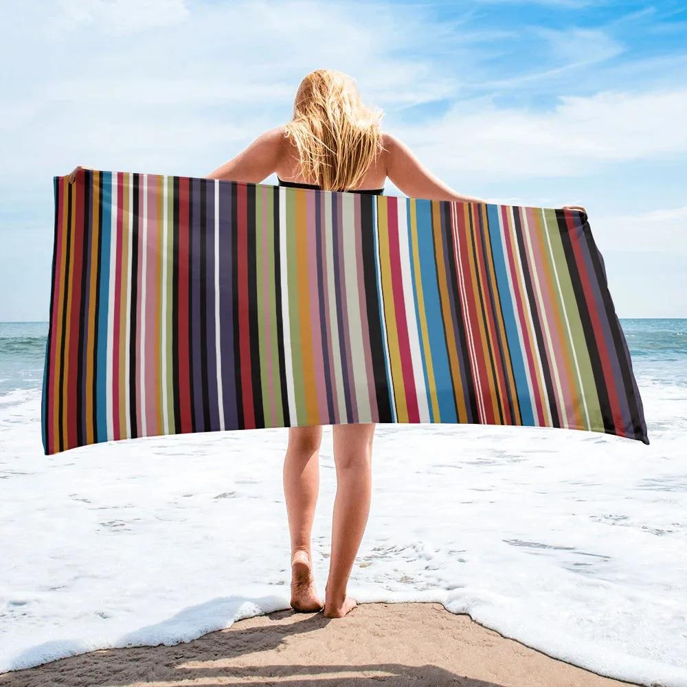 Rainbow Stripes Beach Towel Luxury Quick-dry Microfiber Pride Bath Towel Yoga Mat Sand Free Camping Travel Sport Swimming Towels