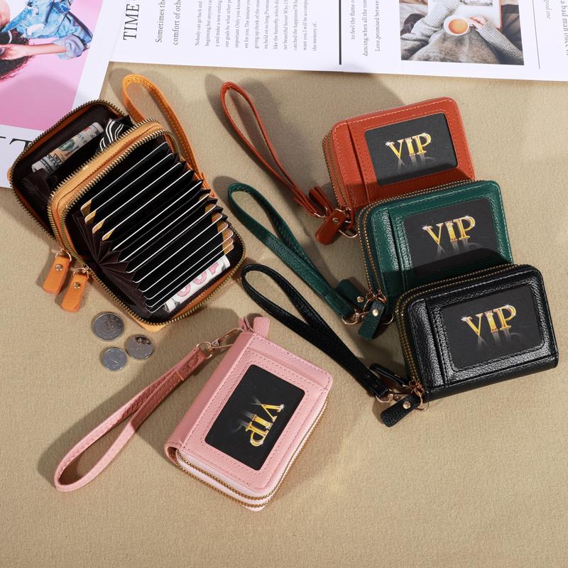 Womens Credit Card Wallet, Large Capacity Multi Card Case Wallet With ID Window, Zipper Card Cases Holder