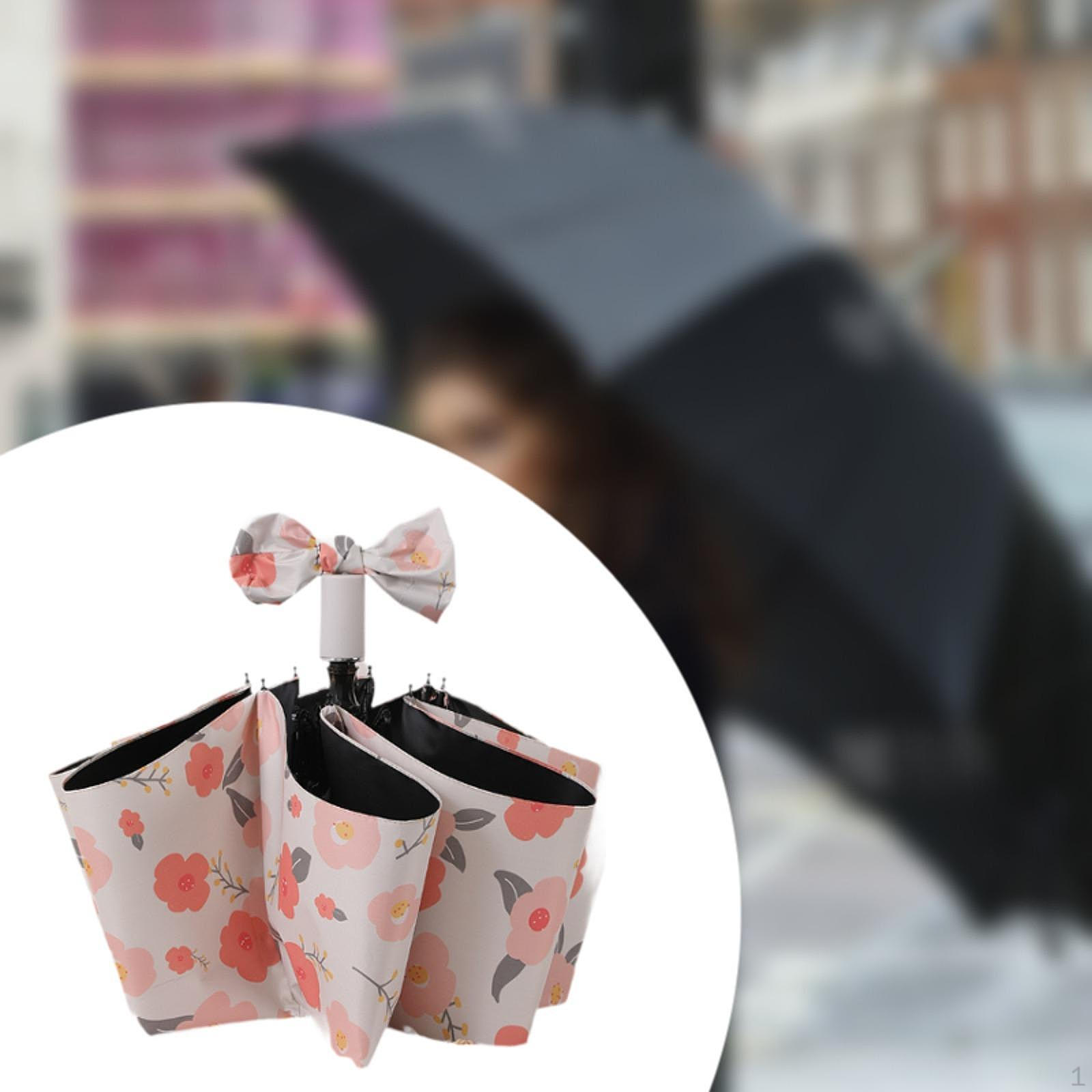 Floral Pattern Folding Umbrella for Sun Rain Travel Men Women Beach Summer Manual