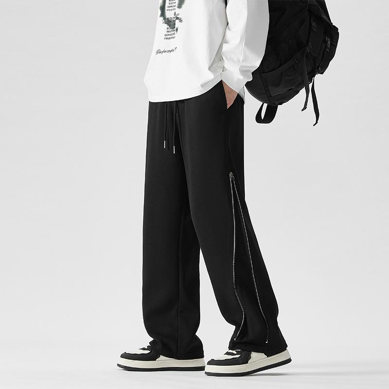 

Pants men s spring and autumn new straight casual men s loose wide-leg pants solid color sports versatile casual simple trousers S