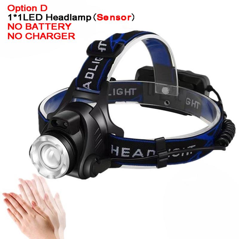D2 Headlight Powerful LED Headlamp Chargeable Induction 5LED T6 Head LampTorch Head Light 18650 Battery Best For Camping Fishing