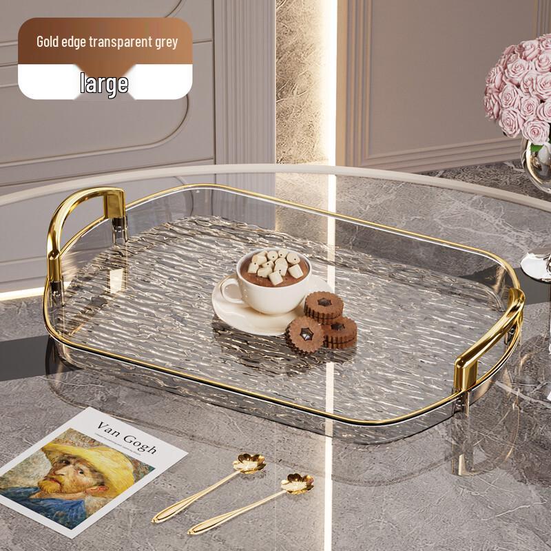 HA Light Luxury Plastic Serving Tray with Handles