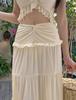 Damen Sexy Split Badeanzug: Trägerloses Zweiteiler-Set mit Rüschen und High-Waist-Langrock - Ideal für den Urlaub