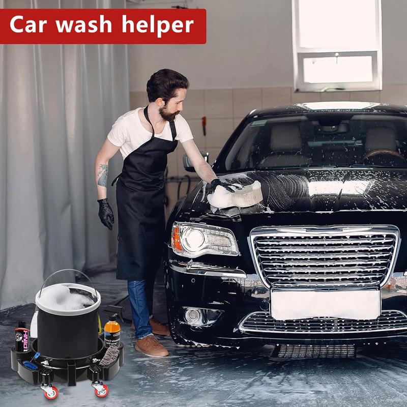 360° Rotating Wheeled Car Wash Bucket Base for Detailing Tools