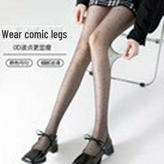 Spring & Summer Women’s Black Polka Dot Stockings - Ultra-Thin, Anti-Snag, Durable, No-Drop Design