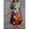 Vestito da Donna Stampa Farfalla Manica Corta Scollo a O Vestiti Moda Casual Harajuku Estate Autunno 2025 Abbigliamento da Festa Donna