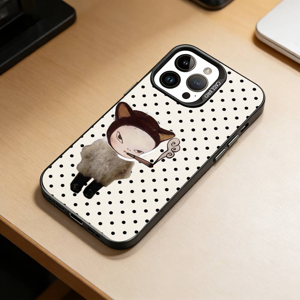 Art Toy Y-Yoshitomo -N-Nara Phone Case For iPhone 17,16,15,14,13,12,11 Plus,Pro Max,XS,Colored Silver Plated Inside Cover