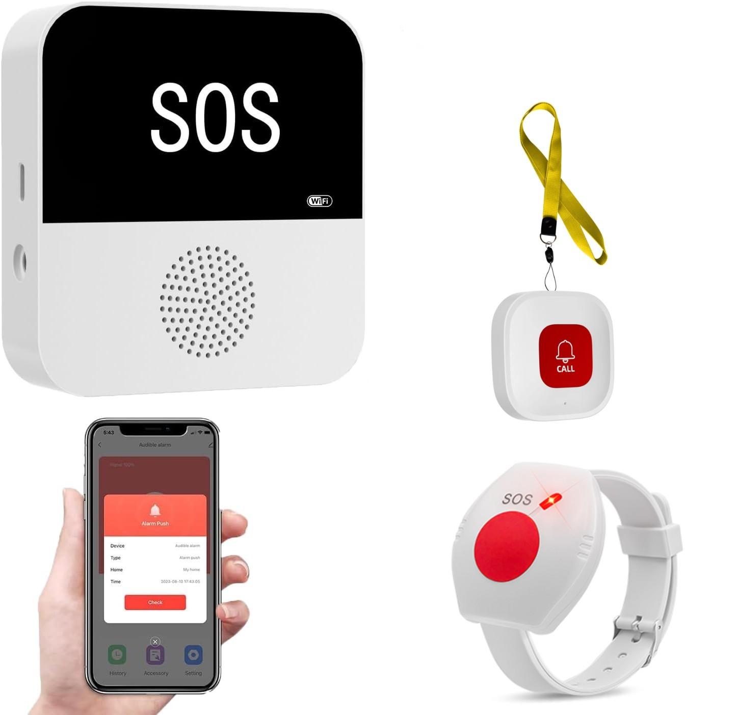 

Tuya WIFI SOS Button Wireless Caregiver Pager Emergency Alarm For Seniors Patients Elderly At Home