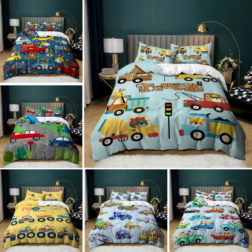Cartoon Car Rv Quilt Cover Three-Piece Bedding Delivery