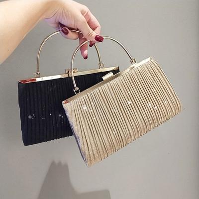 Dinner Bag  New Women's Exquisite Buckle Pleated Shiny Crystal Ladies Handbag Luxury Temperament Party Crossbody Bag Trend