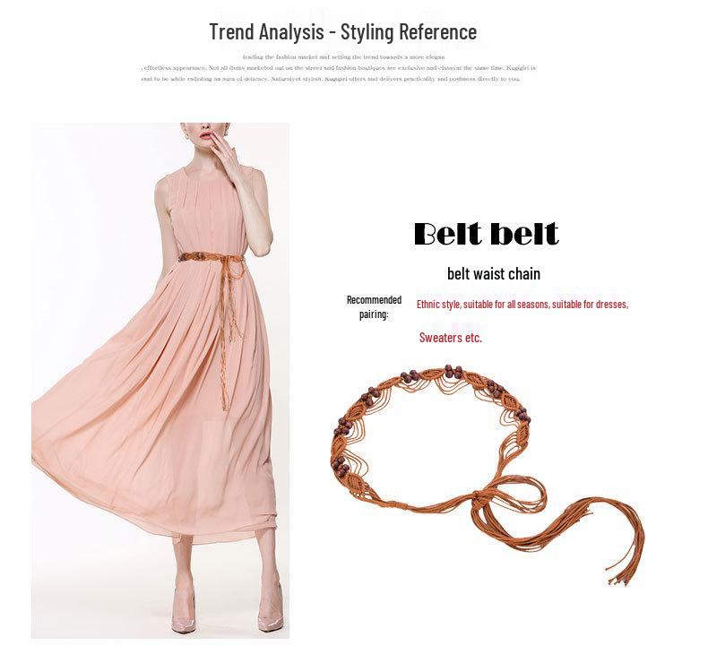 Ethnic Wax Rope Handmade Waistband Bohemian Waist Chain Belt Accessory