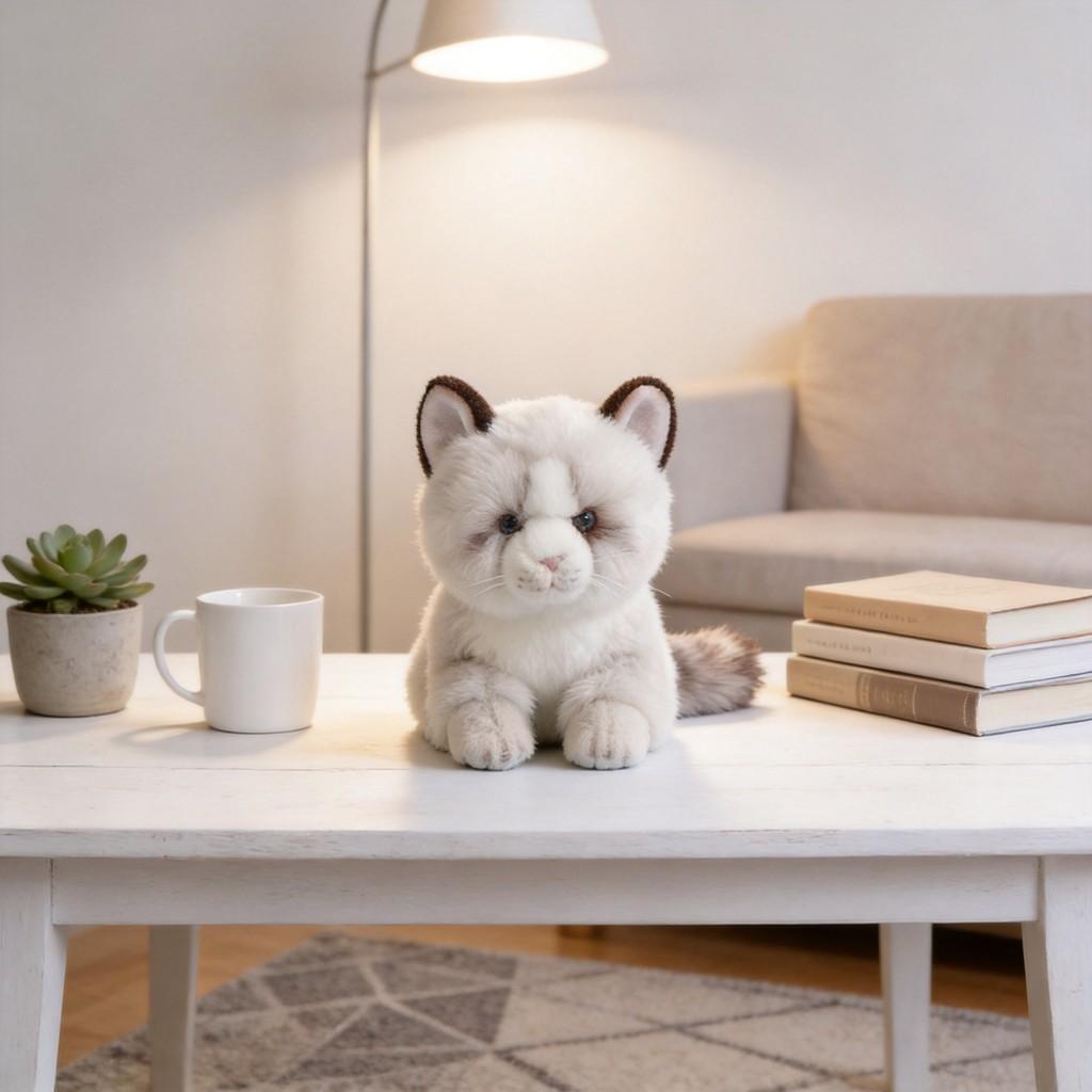 Katzen-Plüschtier mit PP-Baumwollfüllung, weiche Tier-Stoffpuppe für Kinder und Sammler