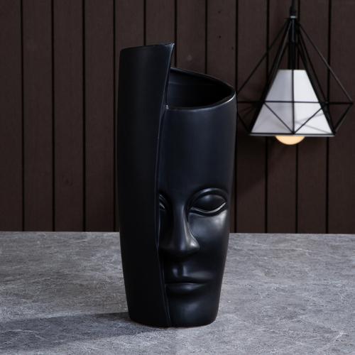 Nordische Keramik-Gesichtsvase Modernes Wohnzimmer Lippenblume Leichter Luxus Ausdruck Halbes Gesicht Dekoration Heimdekorationszubehör