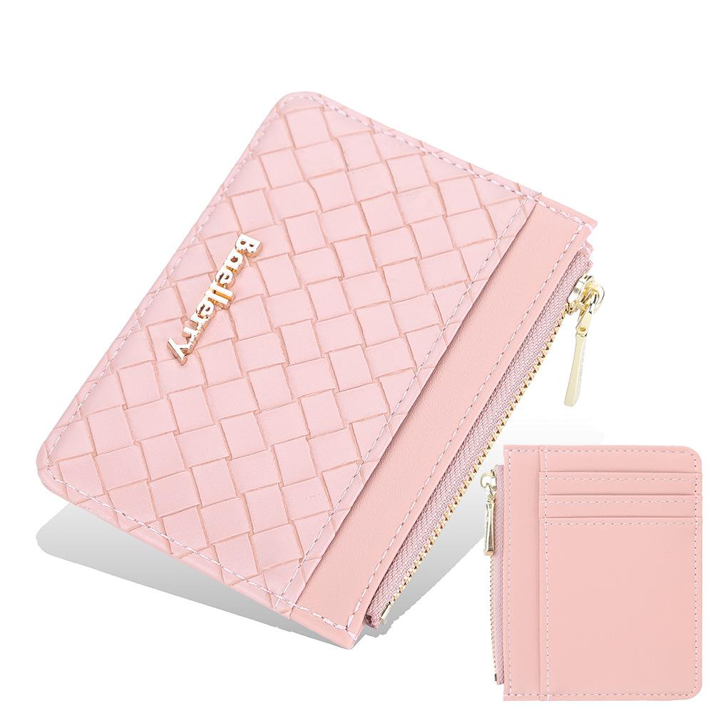 Baellerry Women's Short Purse Woven Pattern Wallet Zipper Coin Purse Fashion Card Holder Pu Leather Billfold