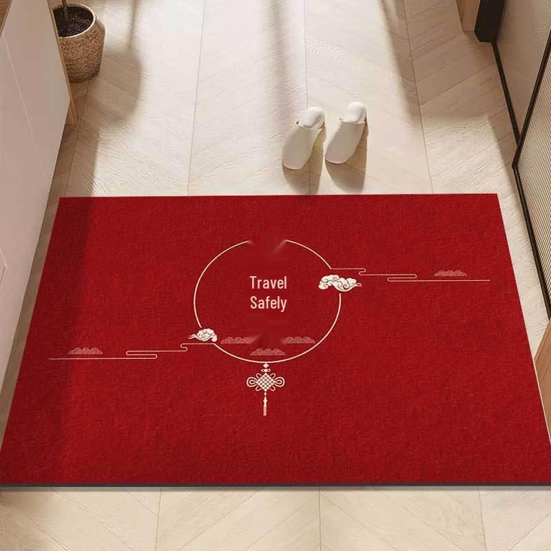 Red Festive Non-slip Water-absorbing Entryway Door Mat