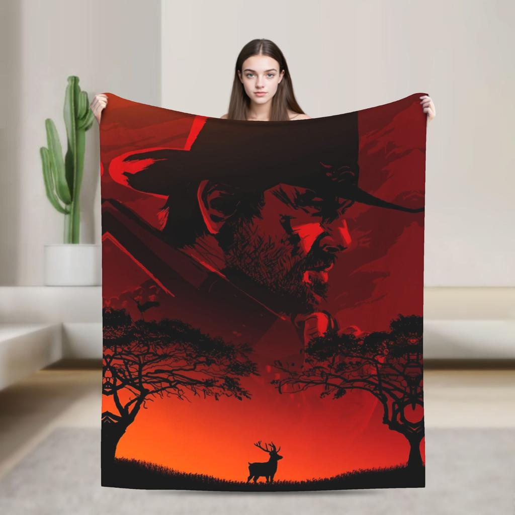 Warm Soft Blanket Travel Office Arthur Morgan  RDR 2 West Cowboy Vintage Bedding Throws  Flannel Bedspread For Sofa Bed Cover