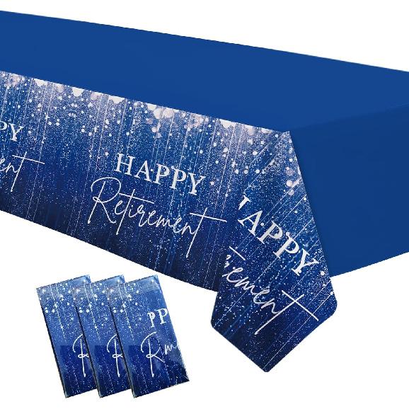 Blue Retirement Party Tablecloth Decorations - Disposable Happy Retirement Party Supplies for Men Women Tablecover, Retirement Table Decorations
