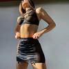 Sexy Lingerie Sets Black Leather Mesh Bandage Erotic Costumes Fancy Underwear Transparent Bra Thongs Skirts Garters Sex Outfits