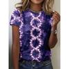 Summer Women’s Casual Fashion Flower 3D Printed T-shirt Loose Breathable Plus-size Casual Sports Versatile Crew Neck Short-sleeve T-shirt