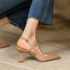 Neue Frühling Leder Slingbacks Pumps Mode Spitzschuh Flach 6cm Hohe Absätze Schnallenschuh Absätze Für Damen Kleiderschuhe
