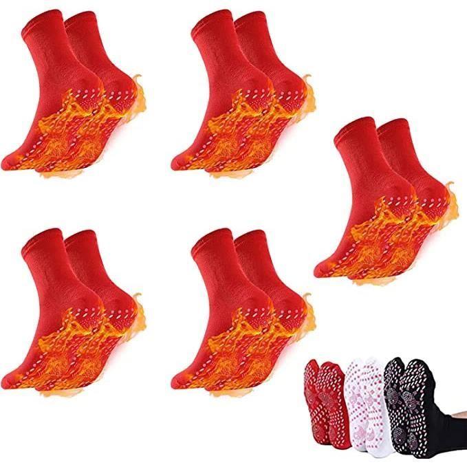 

Chaussettes auto-chauffantes - Santé - Tourmaline - 5 paires - Rouge - Anti-fatigue
