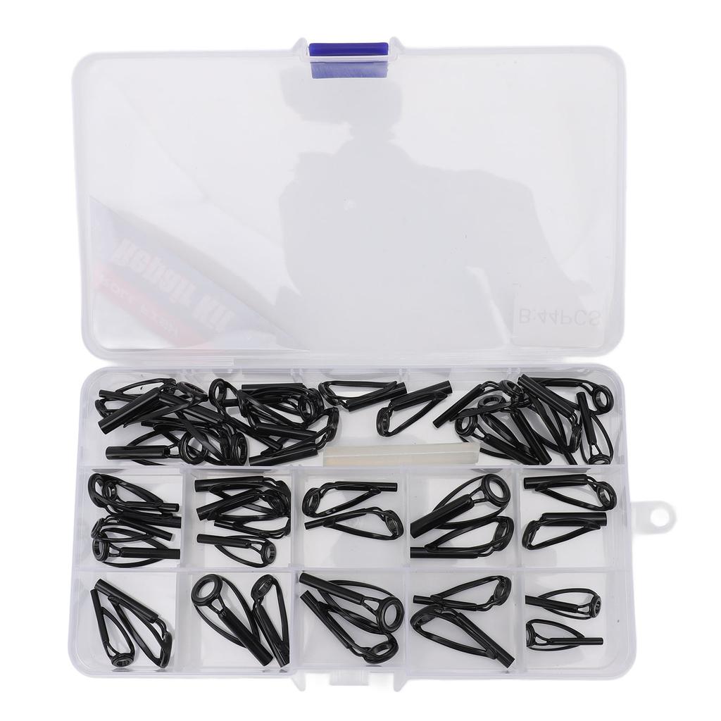 44pcs Fishing Rod Tip Stainless Steel Ceramic Fishing Pole Guide Ring Fishing Rod Repair Kit