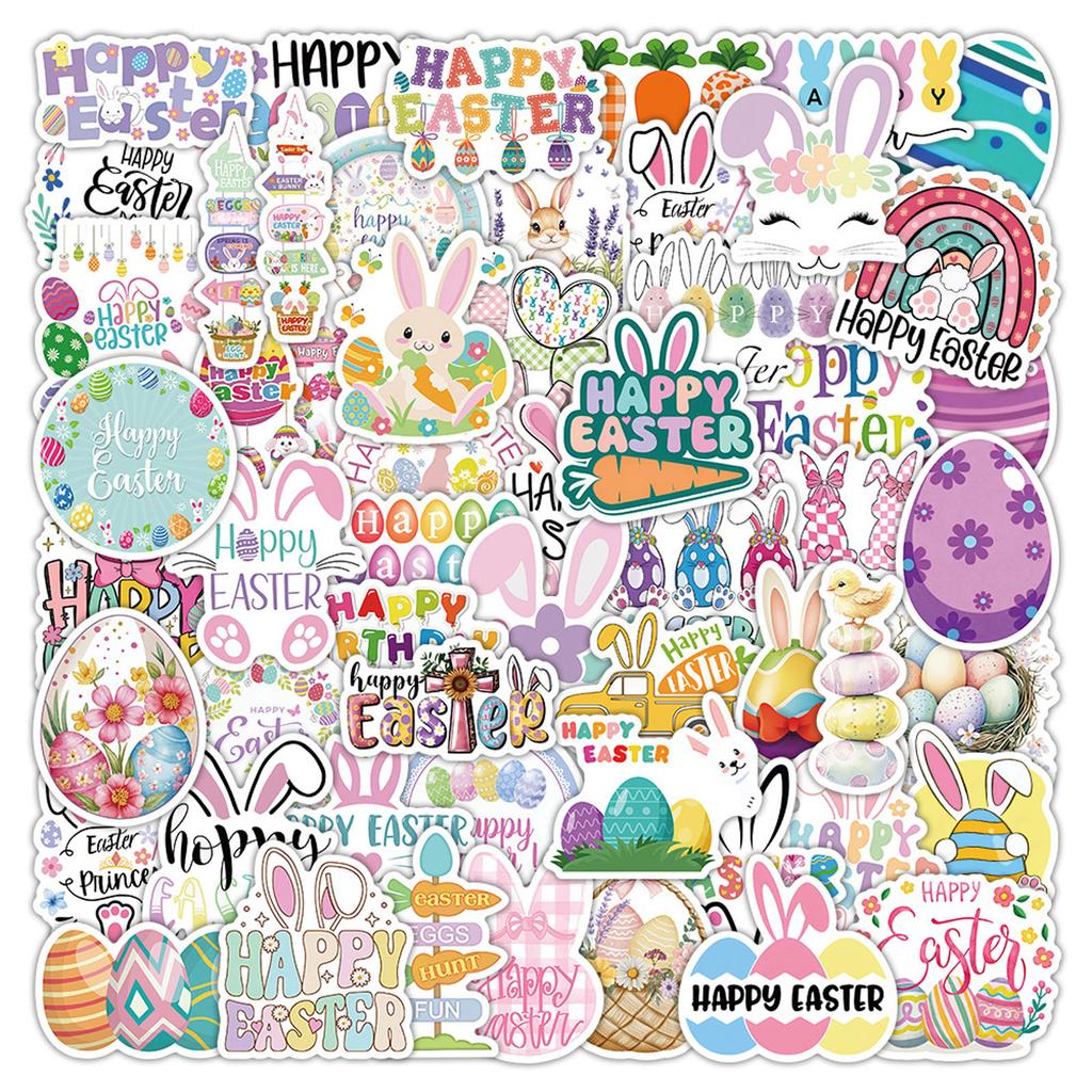 50pc Easter Cartoon Holiday Stickers Luggage Car Guka Set Journal Stickers