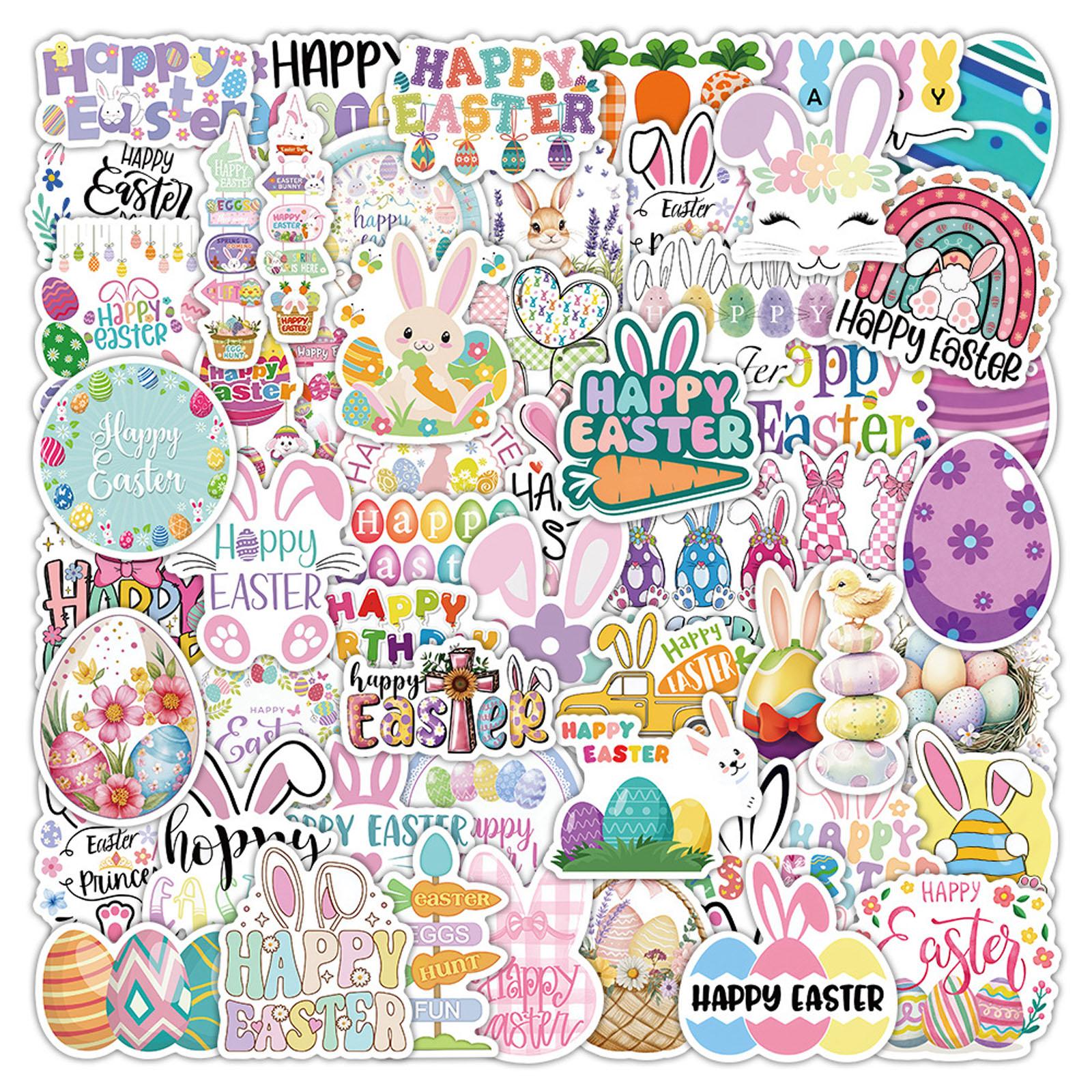

50pc Easter Cartoon Holiday Stickers Luggage Car Guka Set Journal Stickers One Size
