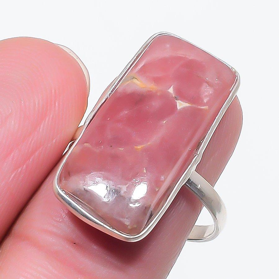

Натуральный Родохрозит Драгоценный Камень 925 Стерлинговое Серебро Ювелирное Кольцо Размер Регулируемый. q7N06