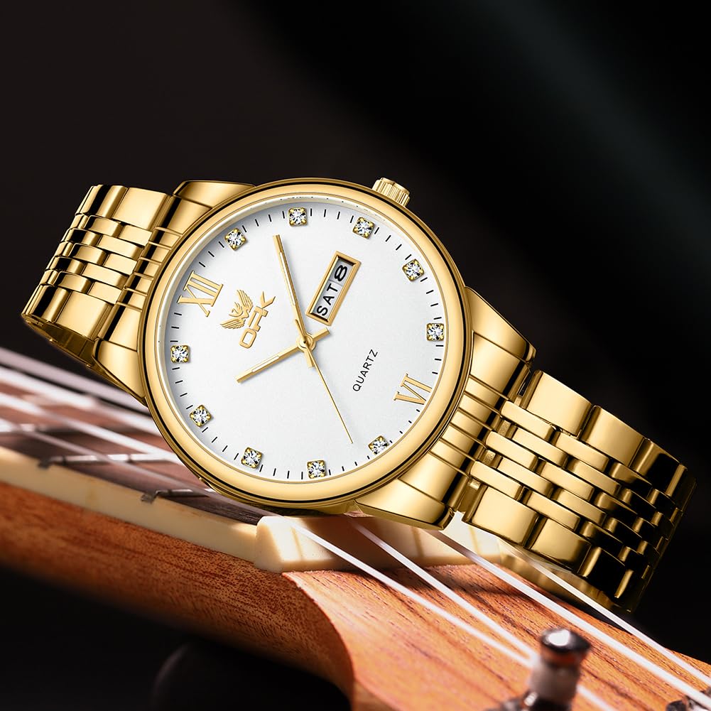 Quartz Business Watch with Day and Date Round 40mm Stainless Made In Japan Diamond Water Resistant Men's Calendar, Display, Face, Diameter, Steel,