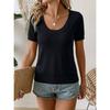 Women's Summer Thin Knitted Top, Slim Fit Short Sleeve Crew Neck T-Shirt