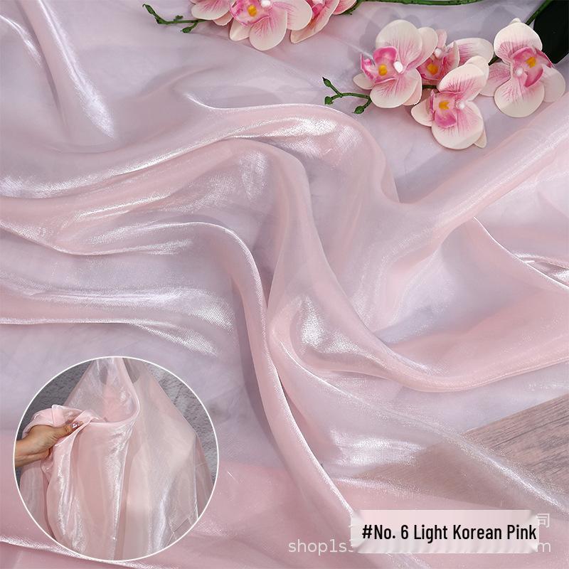 Křišťálová saténová organzová látka na Hanfu, svatební a večerní šaty, dětské oblečení