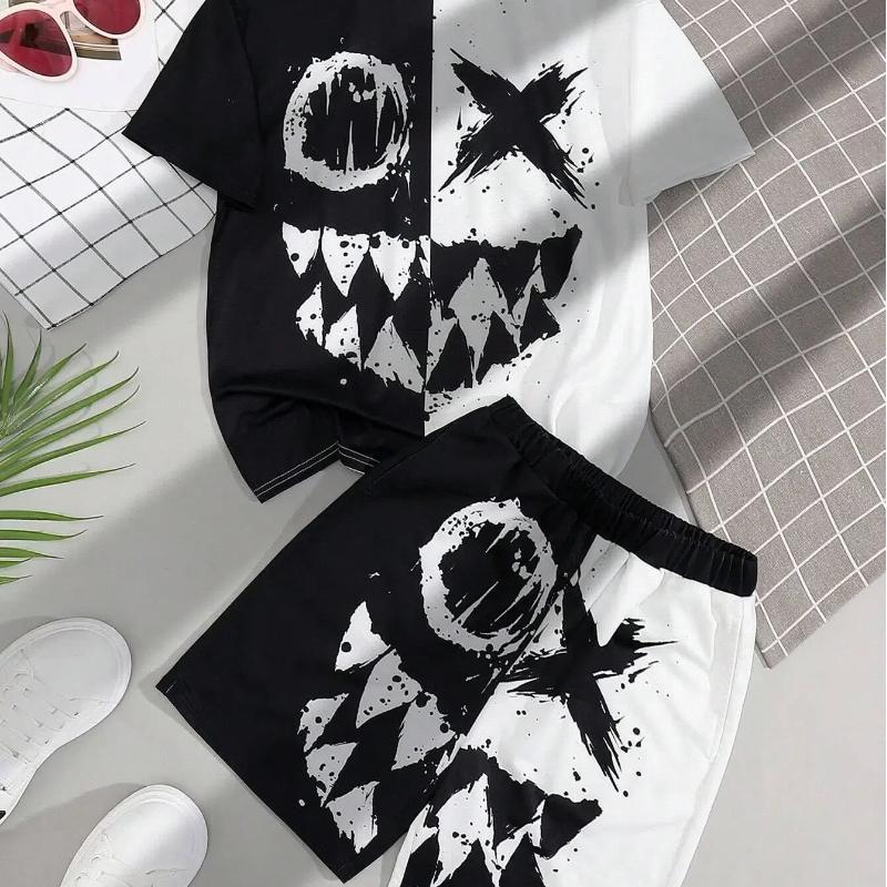 

Лето 2024, детские комплекты футболок и шорт с короткими рукавами и короткими рукавами с разноцветным 3D принтом гримасы для мальчиков и девочек от 4 до 14 лет, коллекция 2024 г. 150CM