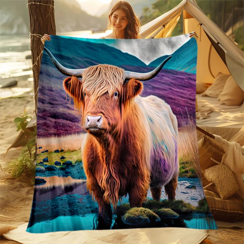 1pc Animals: Rabbit, Cat, Pattern Blanket, All Season Lightweight Home Office Outdoor Nap Multifunctional Blanket