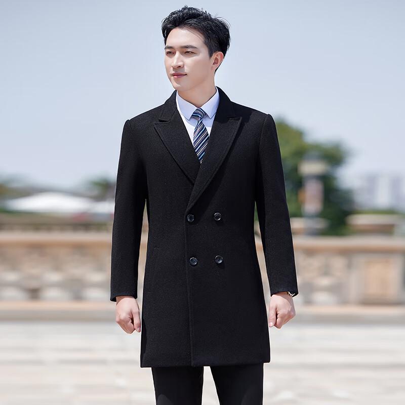Men's Business Casual Mid-Length Wool Blend Overcoat