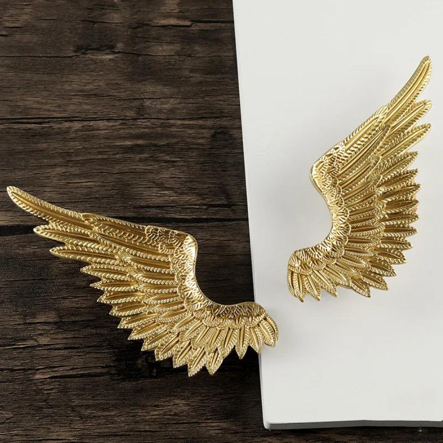 Brass Solid Wardrobe Handle Golden Creative Angel Wing Decoration Accessories Home Decoration Kitchen Cabinet Door Handle
