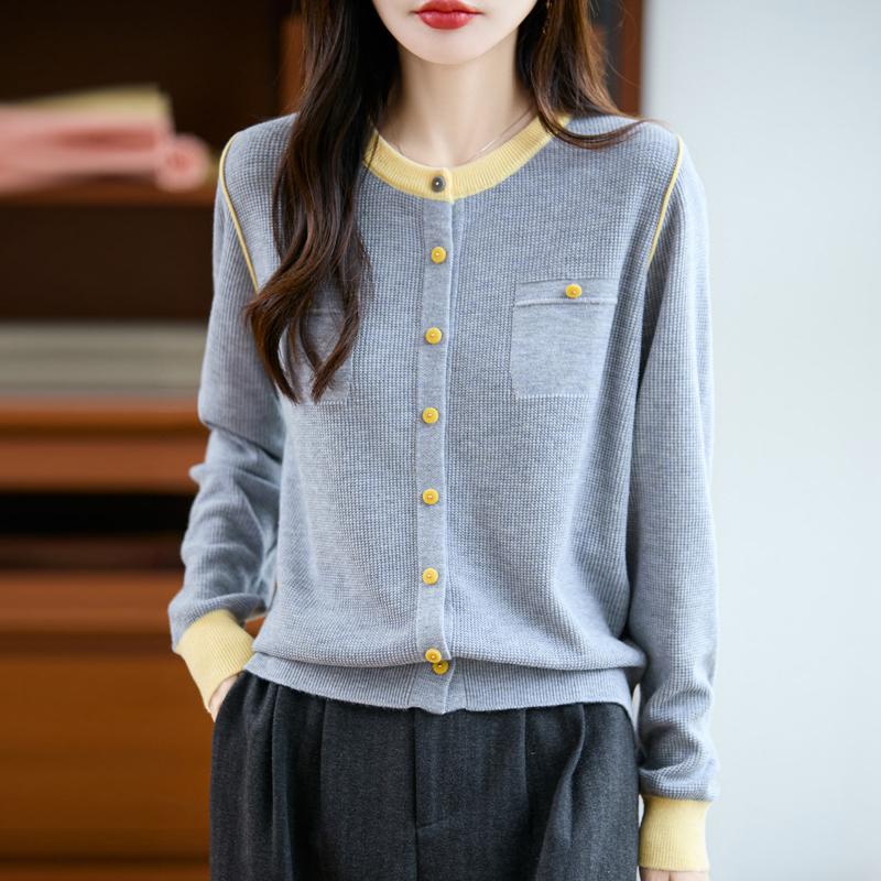 QingHe Cashmere Women's 30% Cashmere Cardigan - Soft & Warm Wool Blend Sweater
