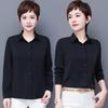 Women's Long Sleeve White Workwear Shirt with Turn-Down Collar