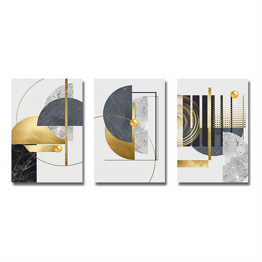 Abstract Golden Geometric Art Pattern Canvas Paintings Gold Foil Posters Modern Wall Pictures for Living Room Home Decor