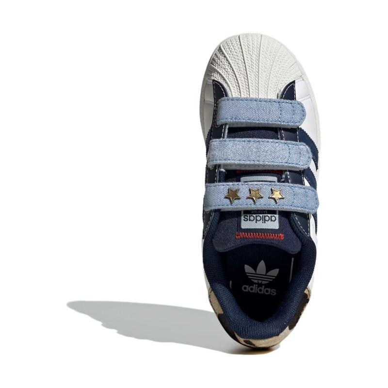 adidas Originals SUPERSTAR Abrasion Resistant Low Top Kids' Skateboarding Shoes White Cyan Kids' Sneakers IH3290