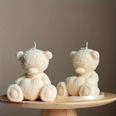 Umarmendes Herz Bär Silikonform DIY Kuschelherz Rose Teddybär Kerzenform Gipskerze Harz Machen Heimdeko Geschenk Kreatives Geschenk