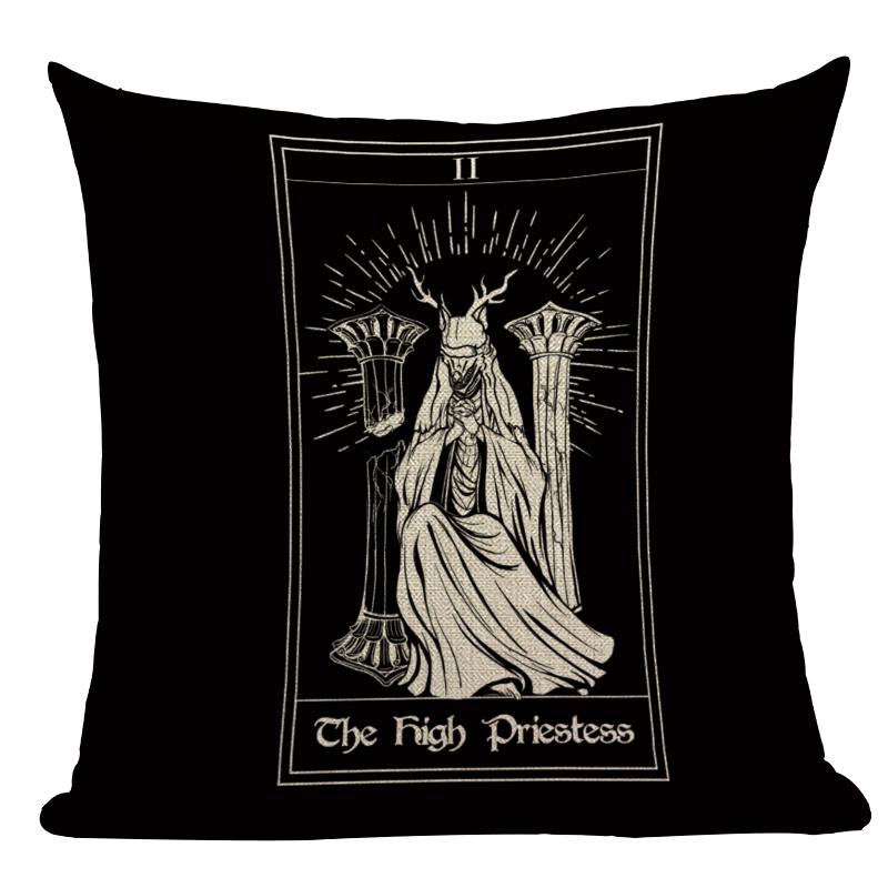 Black Tarot Throw Pillow Cover Mexico Skull Decorative Pillow Covers Horror Ghost Pillow Cases Home Decor Cover for Pillow Cojin