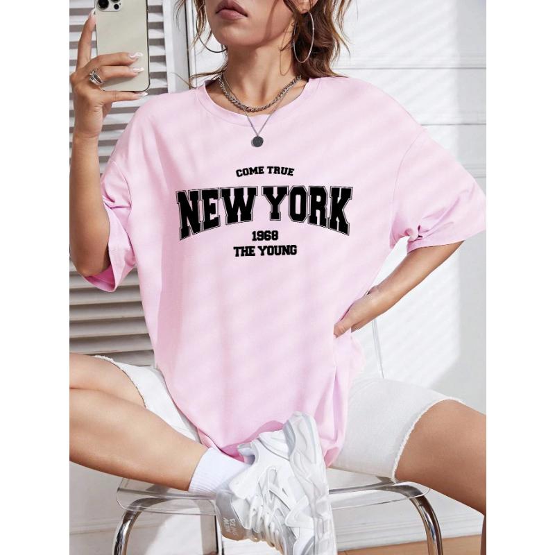 When 1968 The New York Is Young Woman T shirt Girl Oversize Daily Top Female Creativity Streettshirt Individual Casual Clothes