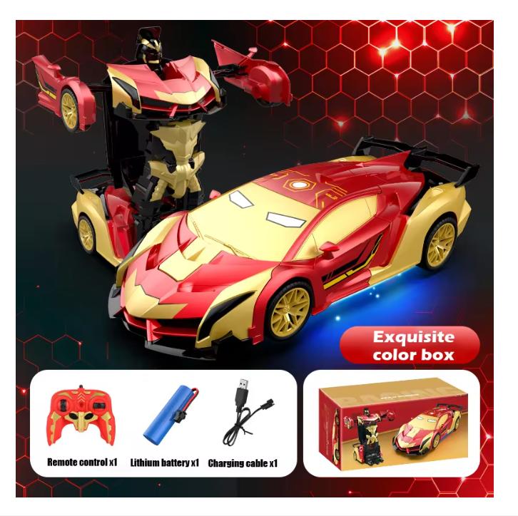 

1:18 RC Transforming Car Robot Toy, LED Lights, 2.4GHz Drift Racing Vehicle, One-Button Transform, Rechargeable, 360° Rotation